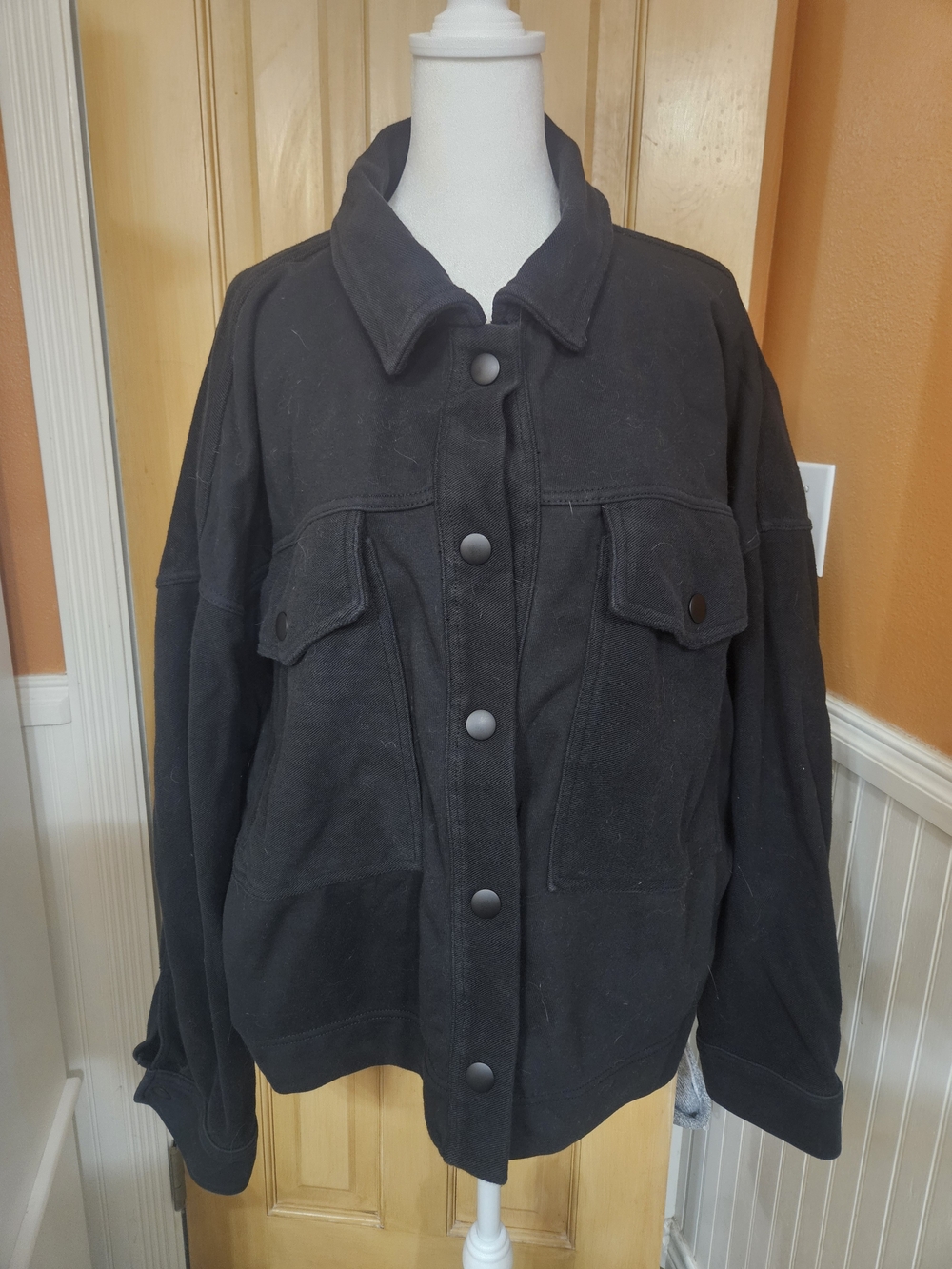 Aerie Washed Black Women's Button-Front Jacket